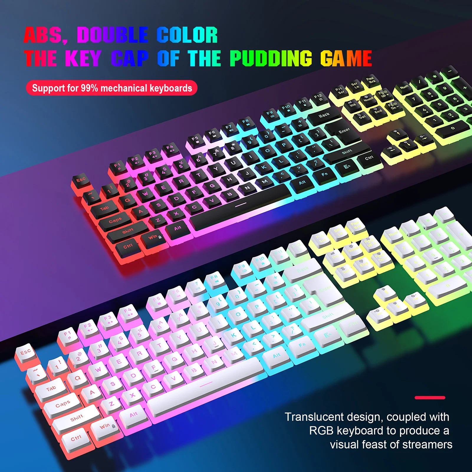 RGB Backlit Mechanical Gaming Keyboard with ABS Pudding Keycaps L938