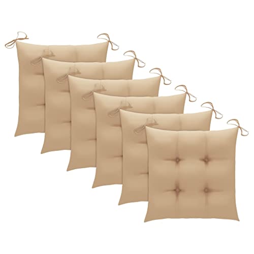 6 pcs Solid Teak Wood Folding Patio Chairs with Beige Cushions F621722
