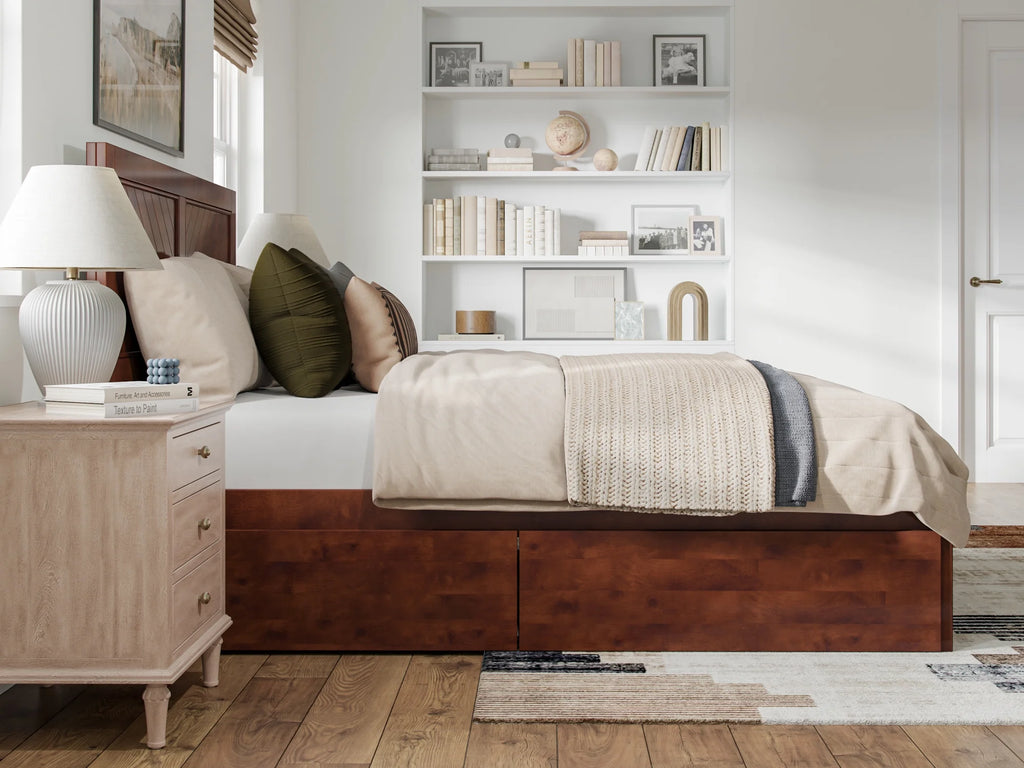 Queen Solid Wood Platform Bed with Storage Drawers P1237