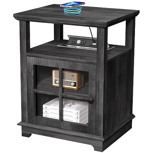 White Nightstand with Charging Station and Adjustable Shelf H755260