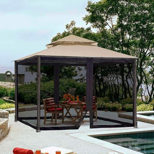 4-Panel Canopy Screen Wall with 2 Zippers (Black) S21148