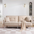 84.6 in. Extra Long Tufted Beige Fabric Futon Adjustable Sofa Bed I7373