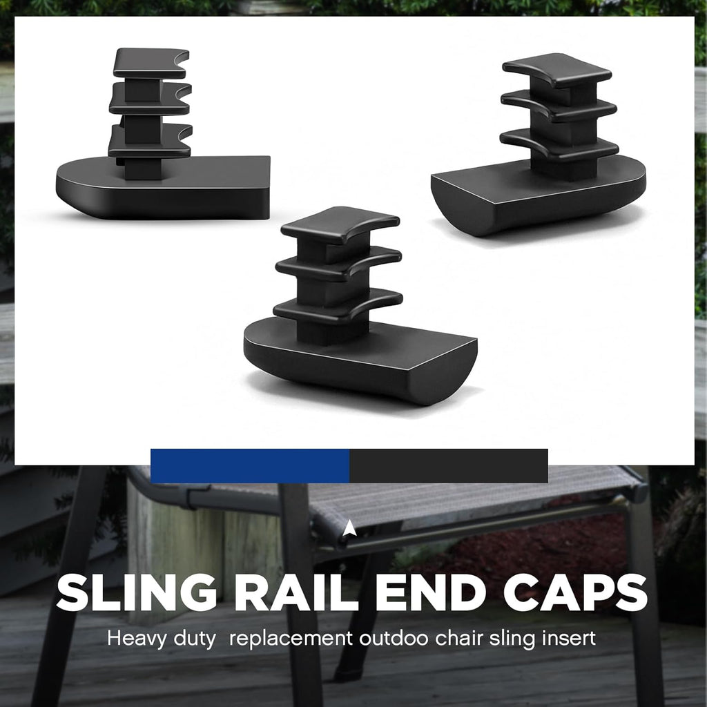30 Pcs Black Nylon Oval Sling Rail End Caps T265957