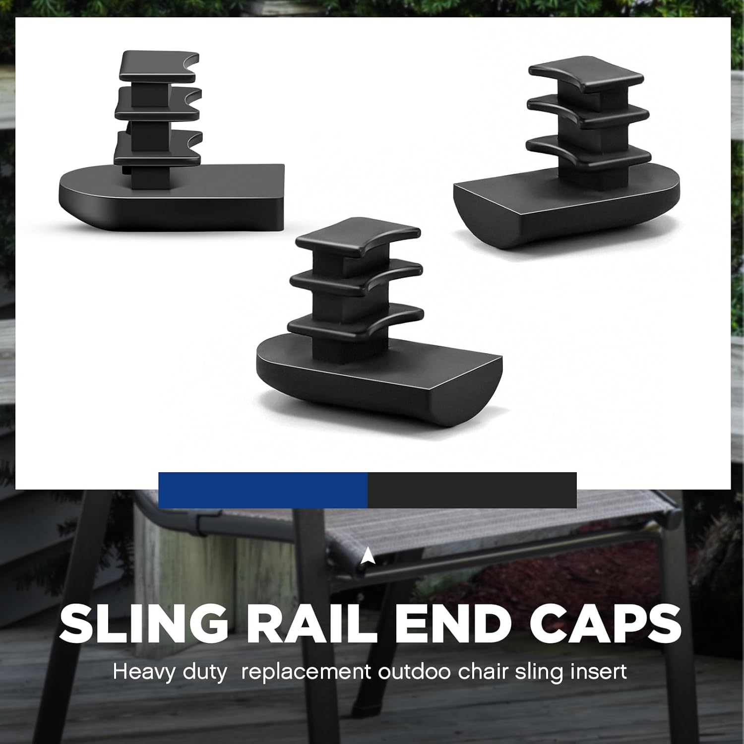 30 Pcs Black Nylon Oval Sling Rail End Caps T265957
