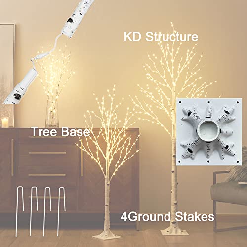 4FT 200 Fairy Lights Lighted Birch Tree Q405