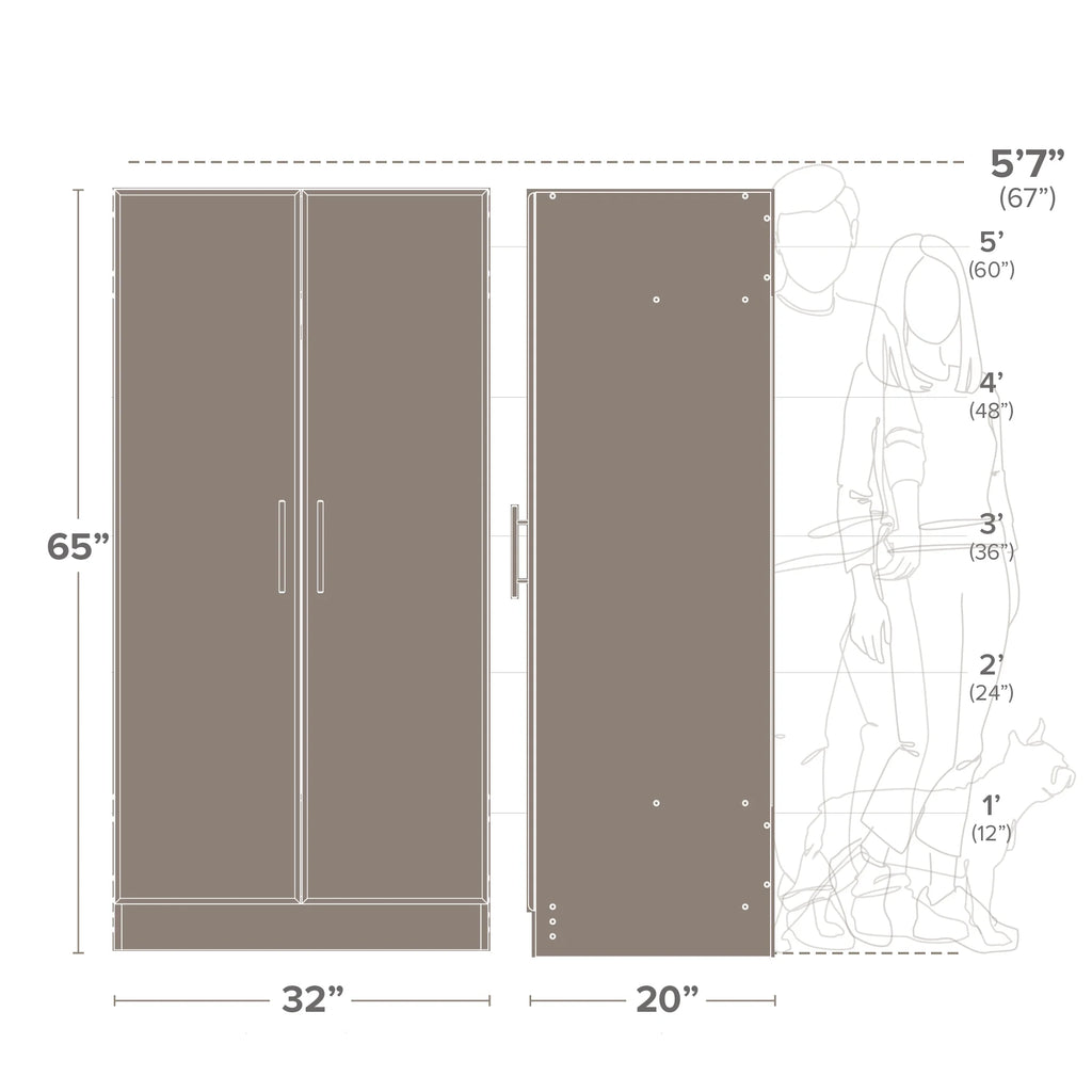 White Wardrobe Closet with Hanging Rail Z2575