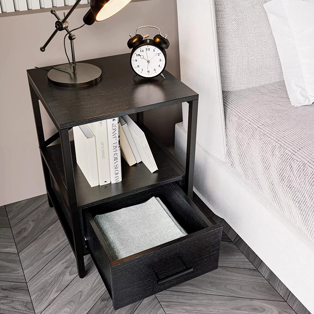 Black End Tables With Drawer H8008