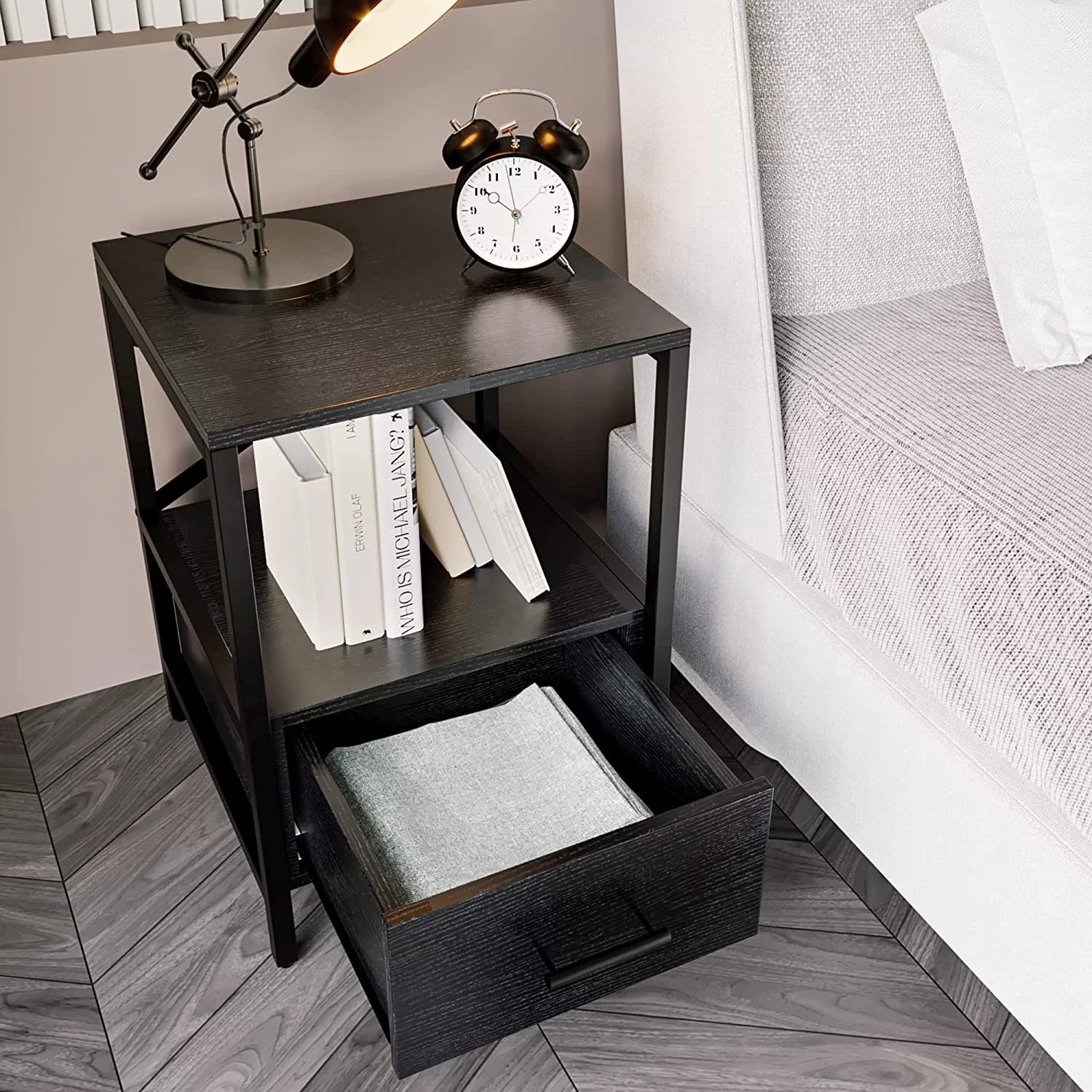 Black End Tables With Drawer H8008