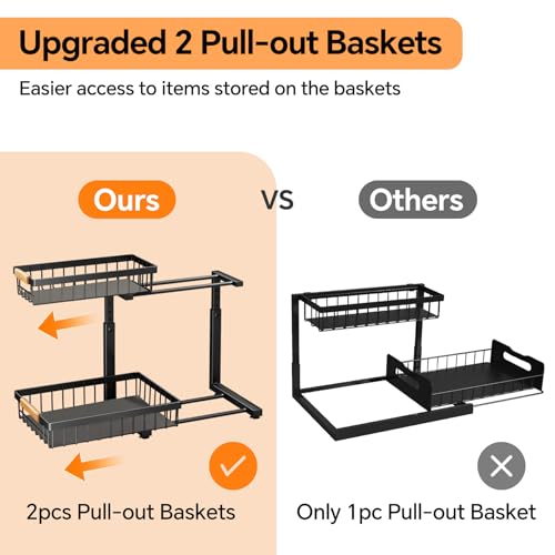 2 Tier Slide out Metal Cabinet Organizer Shelf J86096