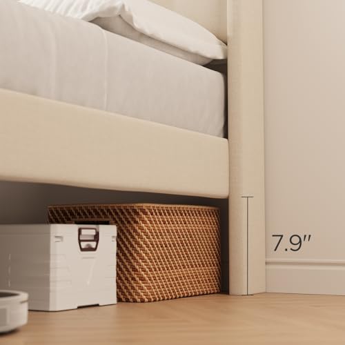 Beige Queen Size Upholstered Bed Frame with Headboard E45341