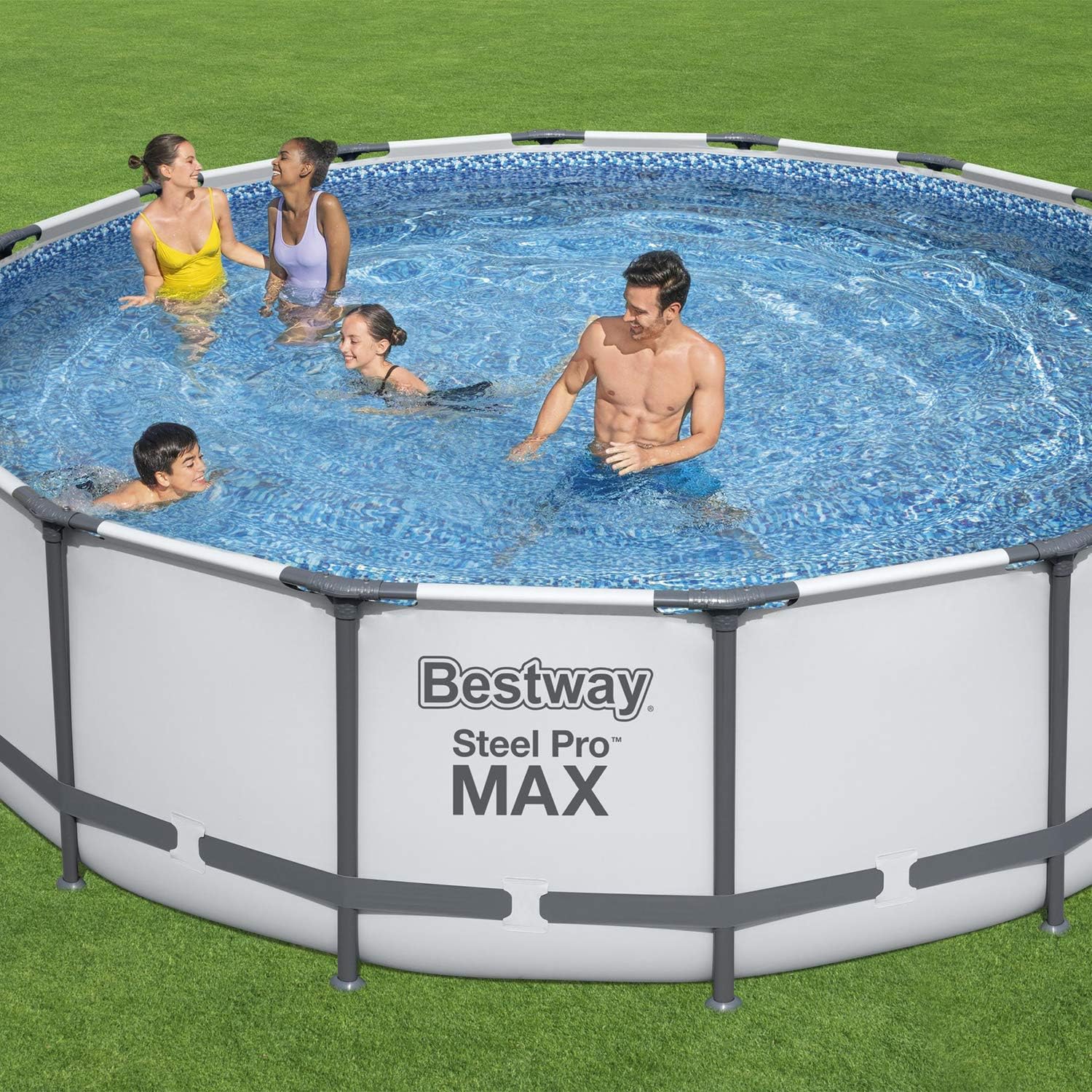 16 x 4 Foot Steel Frame Above Ground Round Swimming Pool Set with Ladder, Cover, Filter Pump P6455