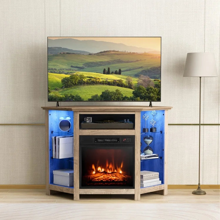 67.0 Corner TV Stand with Electric Fireplace T421