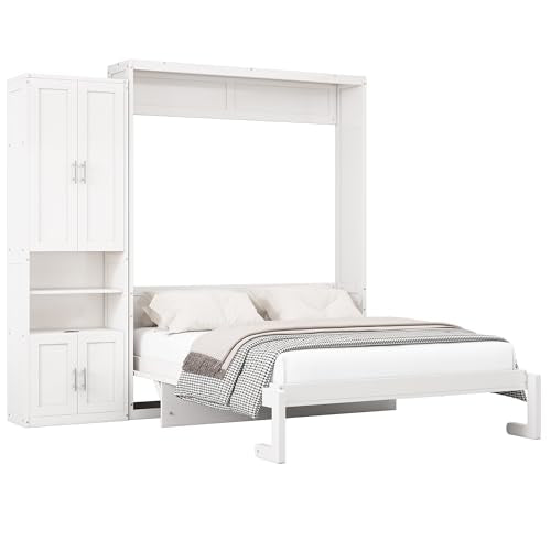 Queen Murphy Bed with Storage Cabinet H60078