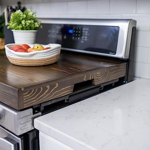 Noodle Board Stove Covers with Built-in Handles, Durable Extra Thick Pine Wood Handmade Cookware L4721
