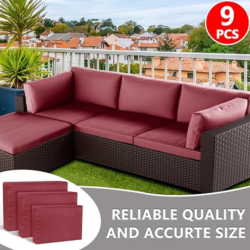 9p Waterproof Taupe Patio Cushion Covers N4477