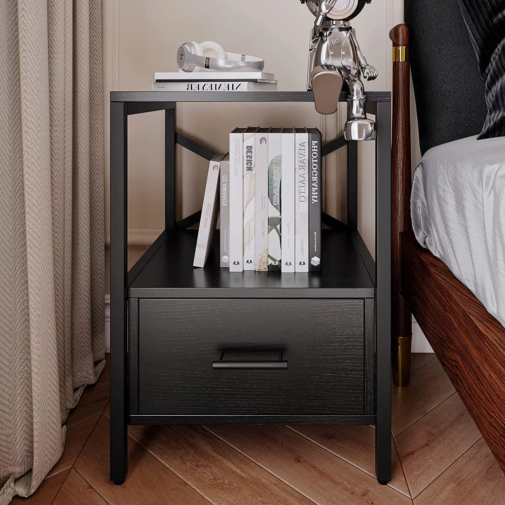 Black End Tables With Drawer H8008