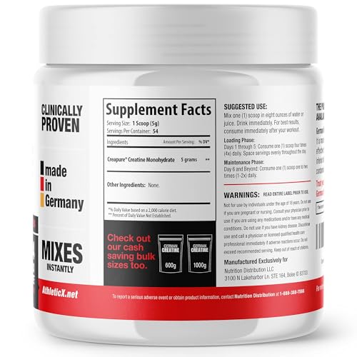 Micronized Creatine Monohydrate Powder, 99.99% Purity, 270g (54 Servings) N259914