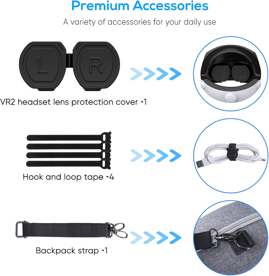 Hard Carrying Case Bag for PlayStation VR2 Gaming Headset and Touch Controllers Accessories L214