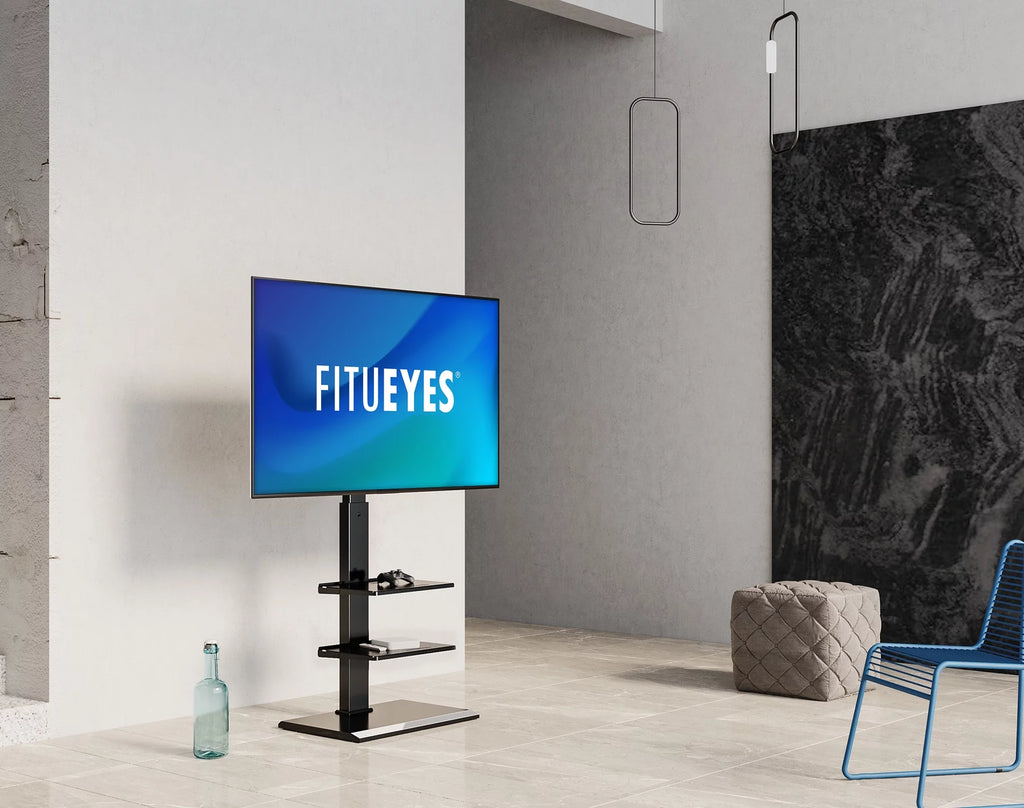 Black Floor TV Stand with Swivel Mount U7649