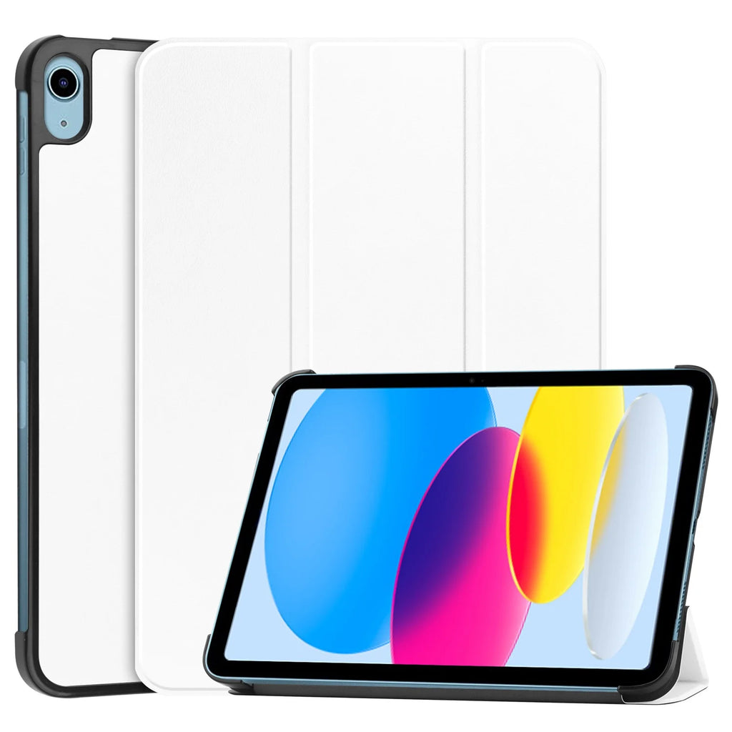 White Rugged PC Case with Tri-Fold Kickstand for iPad 10.9" 2022 B750
