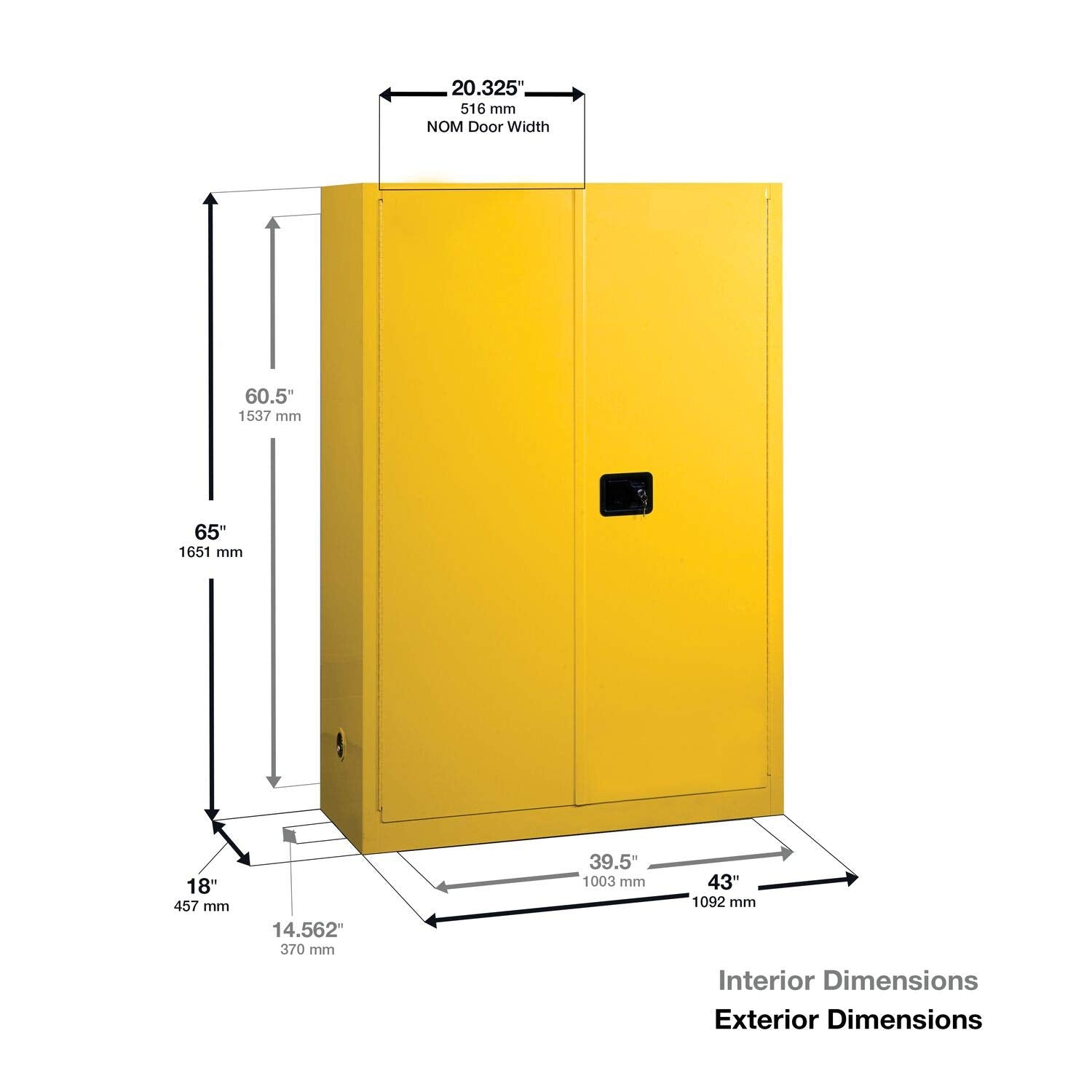 2 Door Self Closing Flammable Safety Cabinet, 45 gal I711443