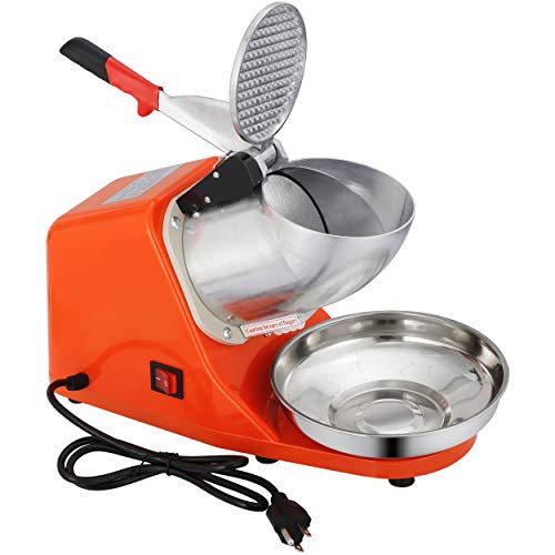 Orange Electric Ice Shaver Machine Ice Crusher, Stainless Steel Blade Snow Cone Maker, 143lbs/hr Shaved Ice Machine R999079