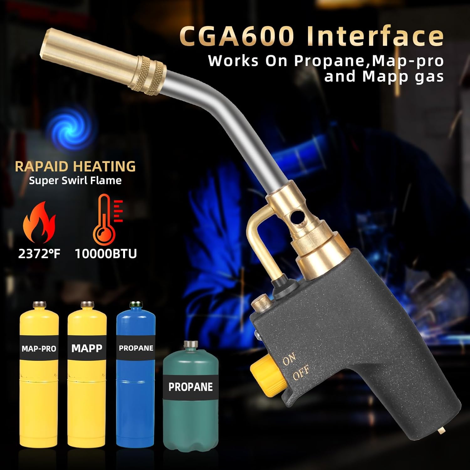 Propane Torch Head with Igniter for MAP, MAPP and Propane F430