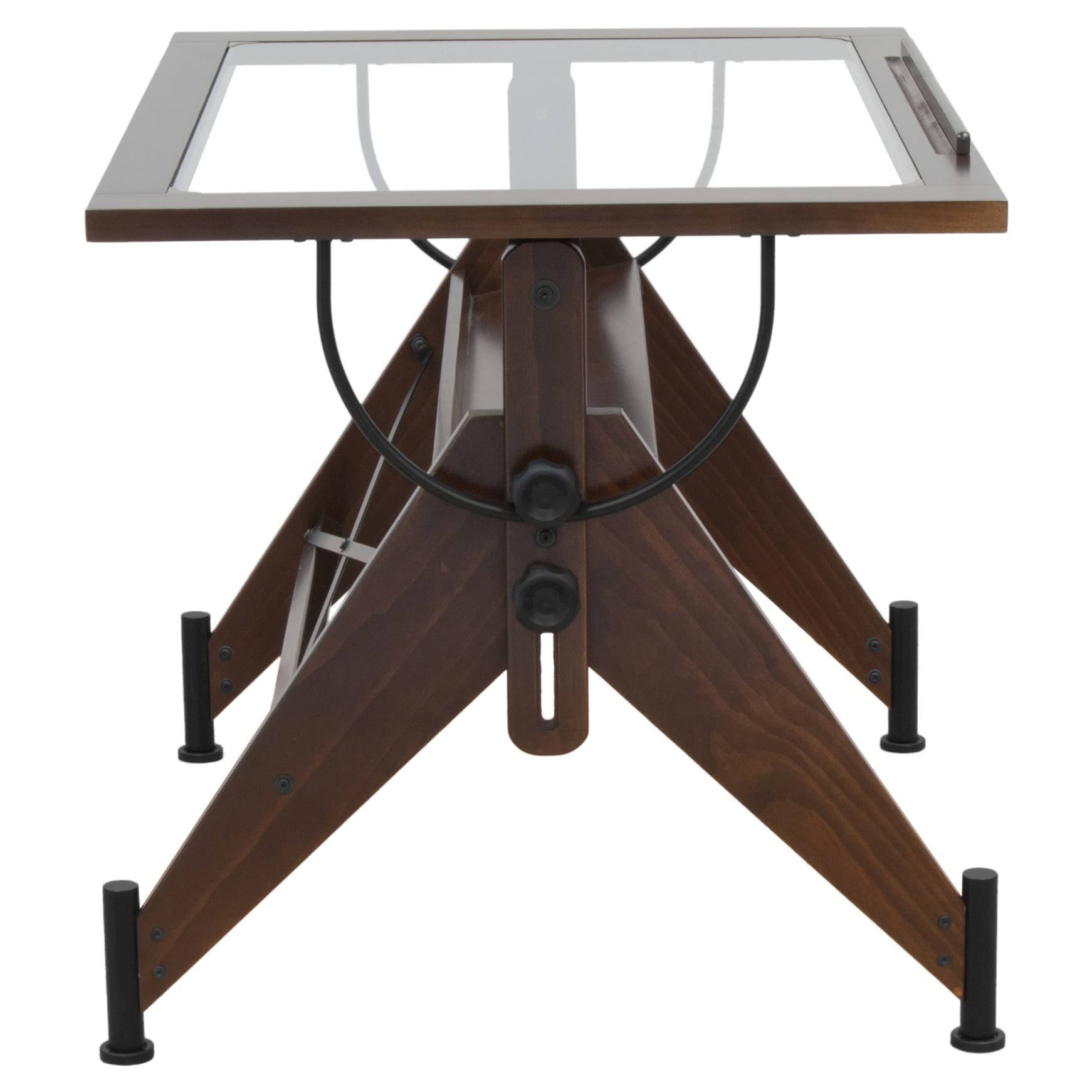 Dark Walnut/Black Glass Top Drafting Table G233