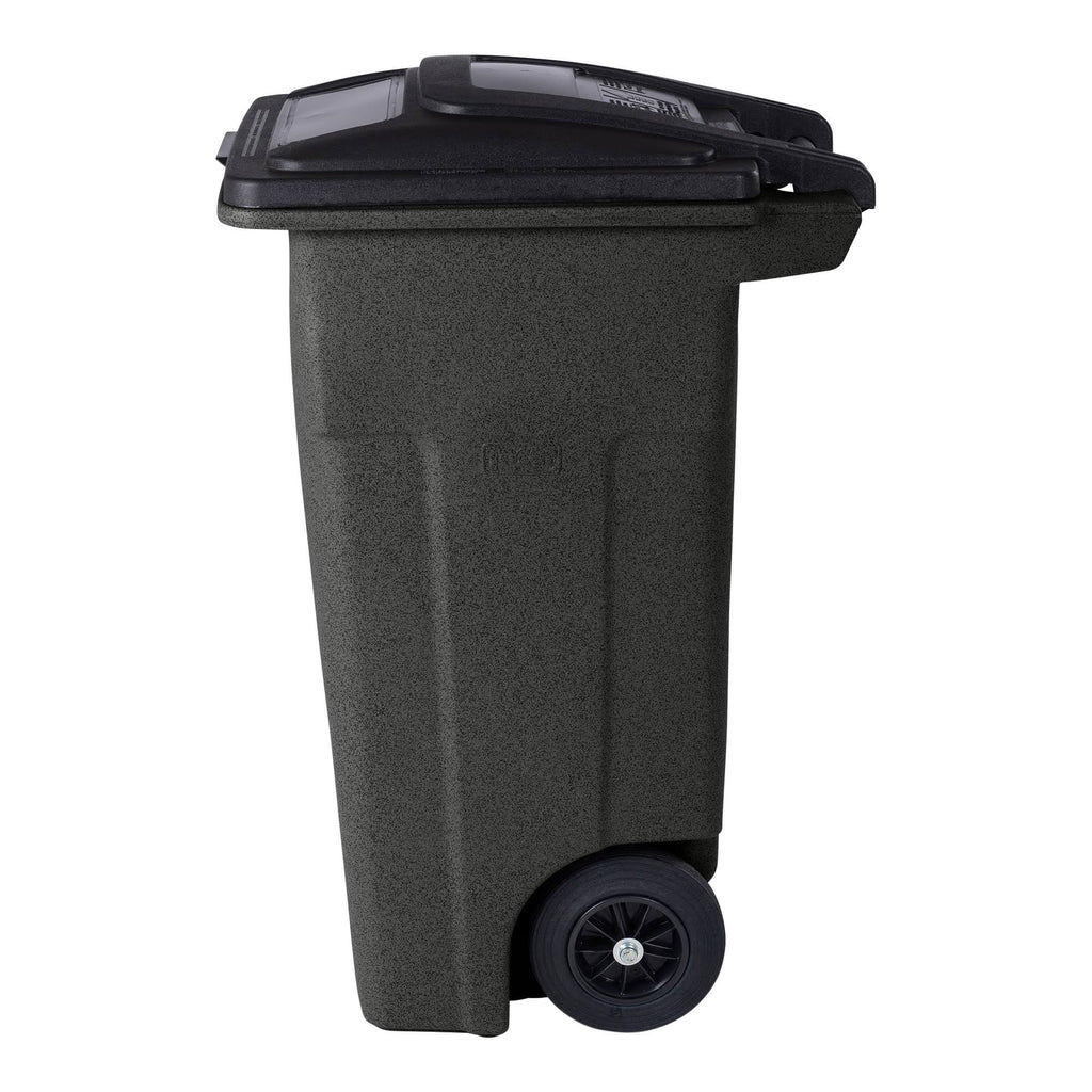 32 gal Black Trash Can with Attached Lid X833917