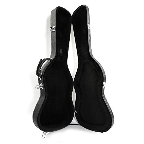 Black Wooden Hard-Shell Electric Guitar Case with Lock Latch Padding G55487