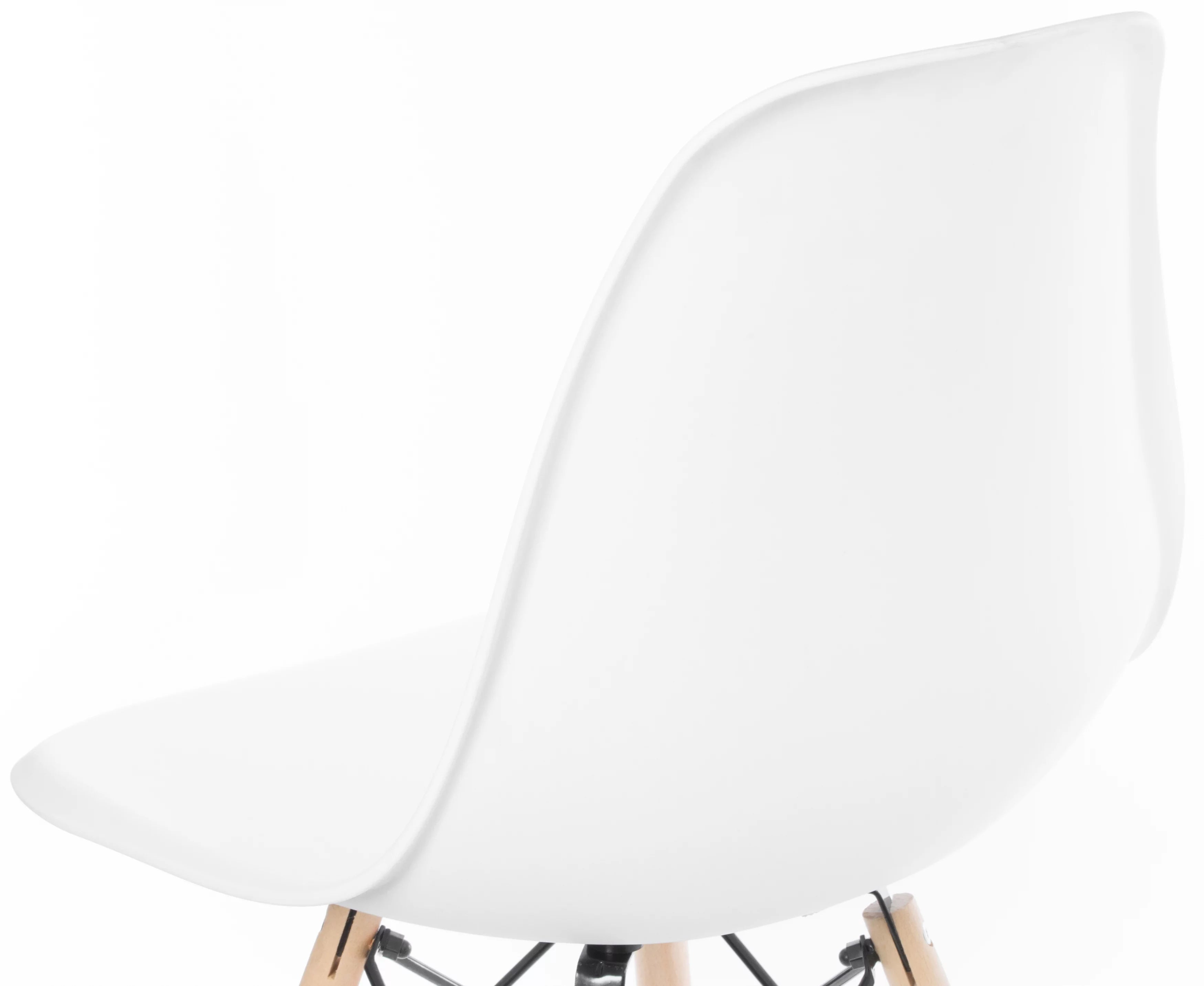 White Plastic Dining Chair with Solid Beech Wood Legs B922