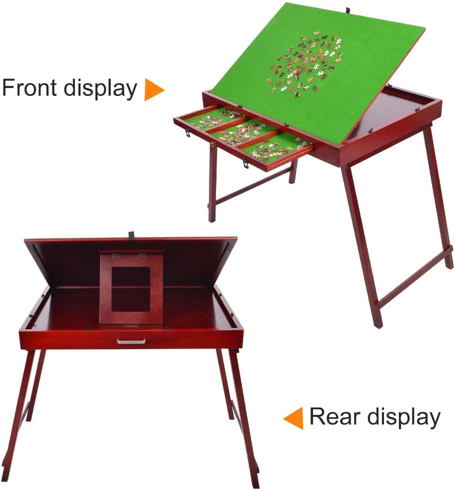Wooden Jigsaw Puzzle Board with Storage Drawers & Mat H165851