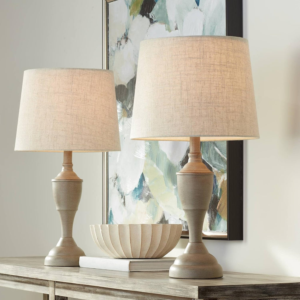 Set of 2 Beige Metal Linen Accent Table Lamps R45986