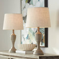 Set of 2 Beige Metal Linen Accent Table Lamps R45986