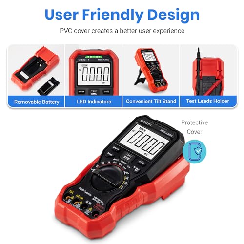 Digital Multimeter Voltmeter Tester TRMS 6000 Counts Red T374