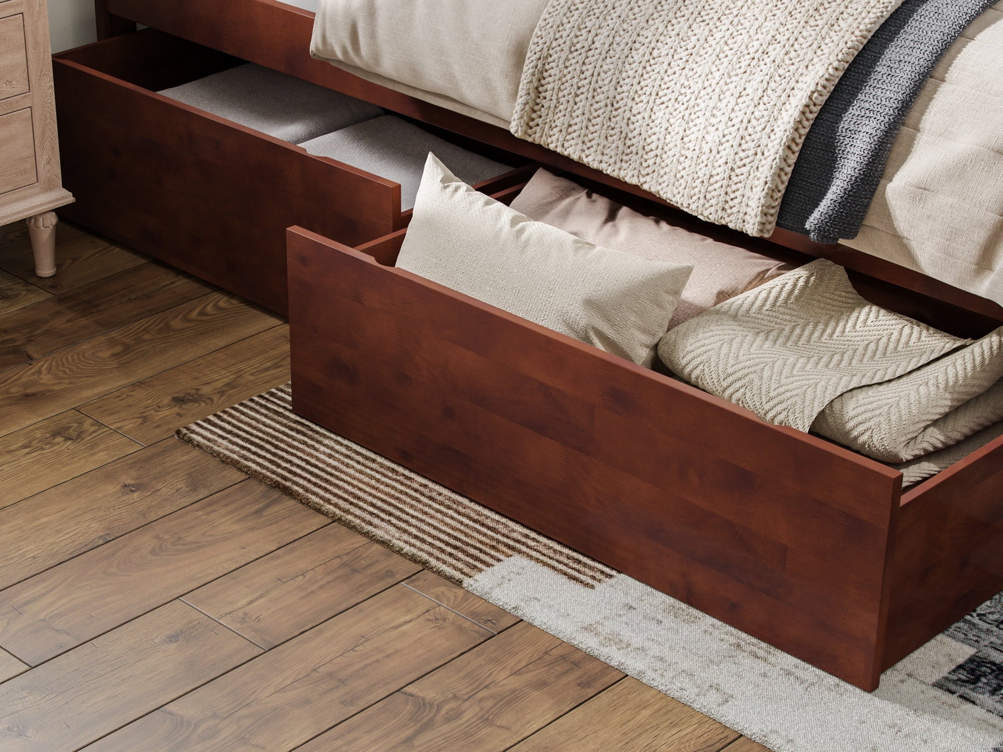 Queen Solid Wood Platform Bed with Storage Drawers P1237