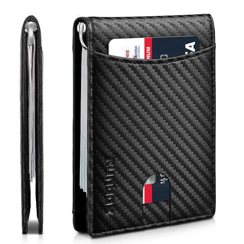 Genuine Leather Slim Bifold Wallet with Money Clip Y186585