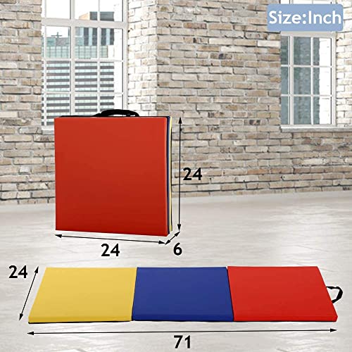 Blue Folding 6’x2’x2 Extra Thick Gymnastics Mat with Carrying Handles E727766