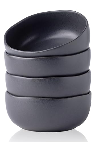 Stoneware Cereal Bowls Set of 6, 28oz Matte Black H427533