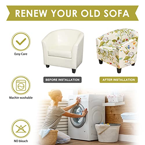 White Geometric Stretch Club Chair Slipcover T41117