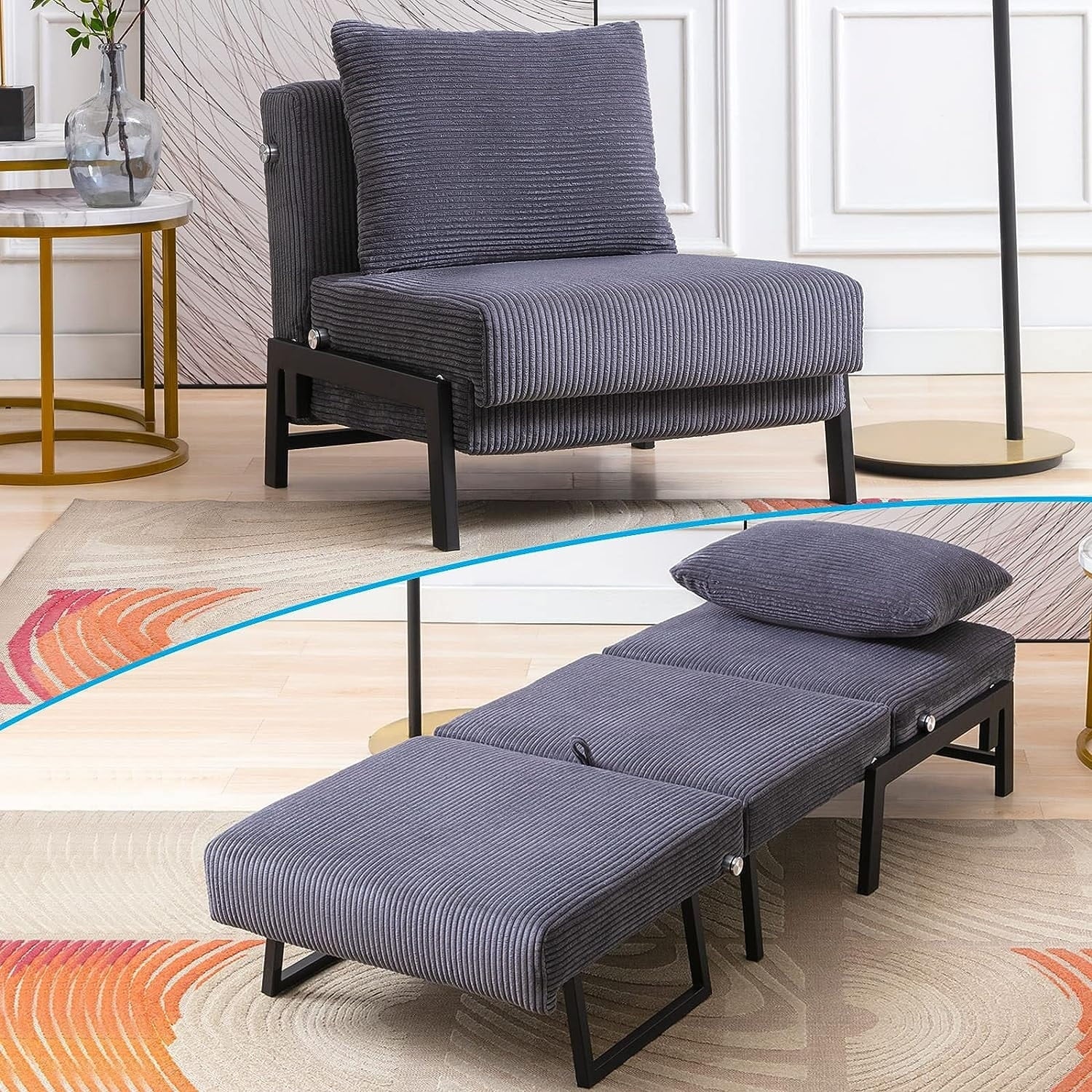 Foldable Sleeper Sofa Bed Dark Grey G77045