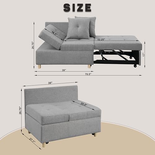 Grey 3 L-Shaped Convertible Sofa Bed W865381