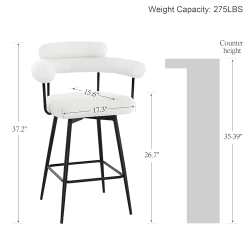Beige Fabric Swivel Counter Stools Set of 2 with Metal Leg K999067