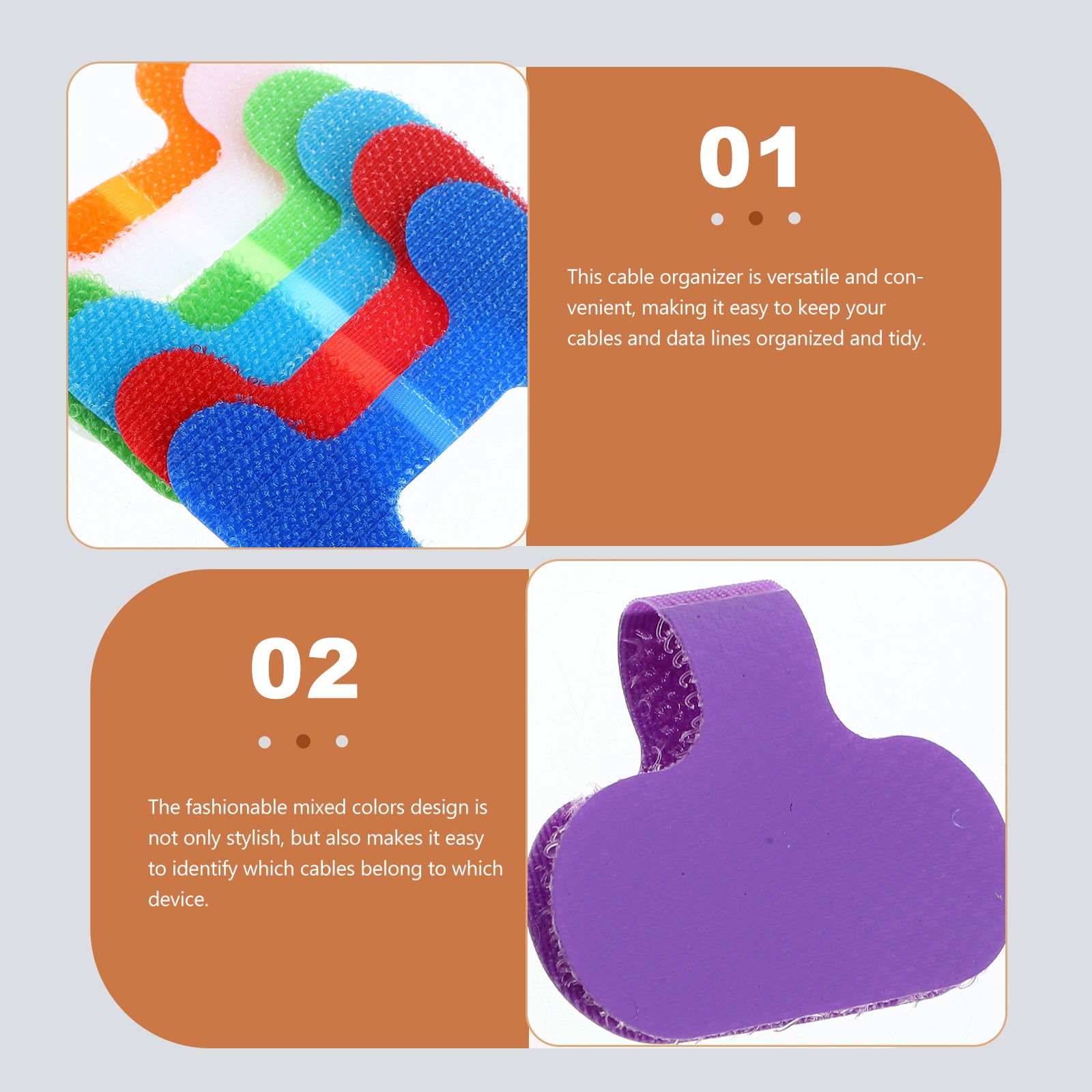 24pcs Assorted Color Nylon Cable Organizers Y10596