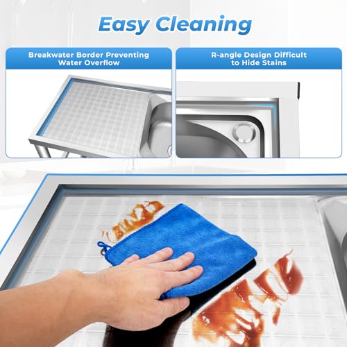 2 Compartment Stainless Steel Commercial Kitchen Utility Sink with Prep Counter K893