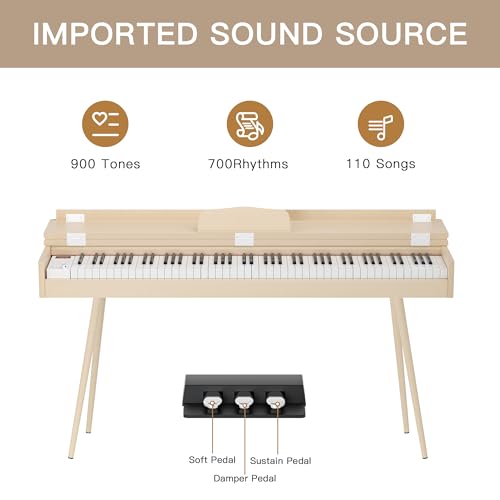 88-Key Weighted Digital Piano with 3 Pedal and Bench, Black C8514