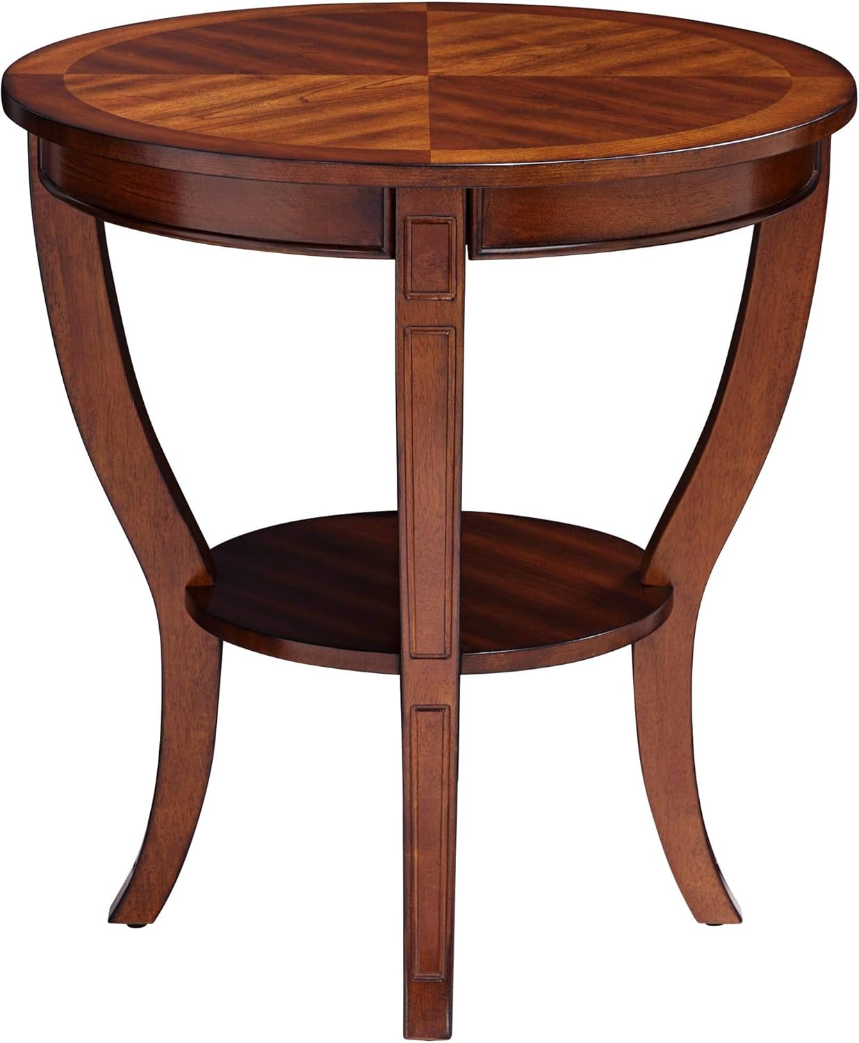 Rustic Cherry Wood Round Accent Side End Table 26" Wide Natural Grain Curving Legs A189118