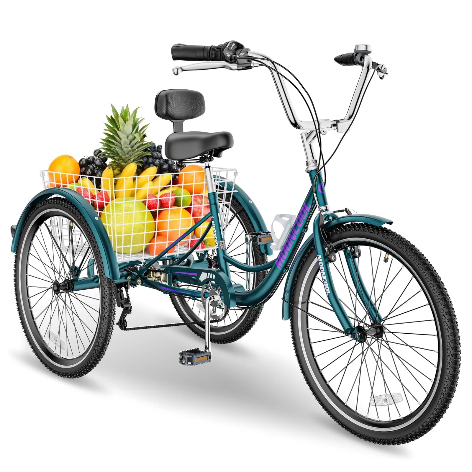 26 Adult Tricycle 3 Wheel 7 Speed 450lbs Capacity Cruise Trike with Shopping Basket T718048