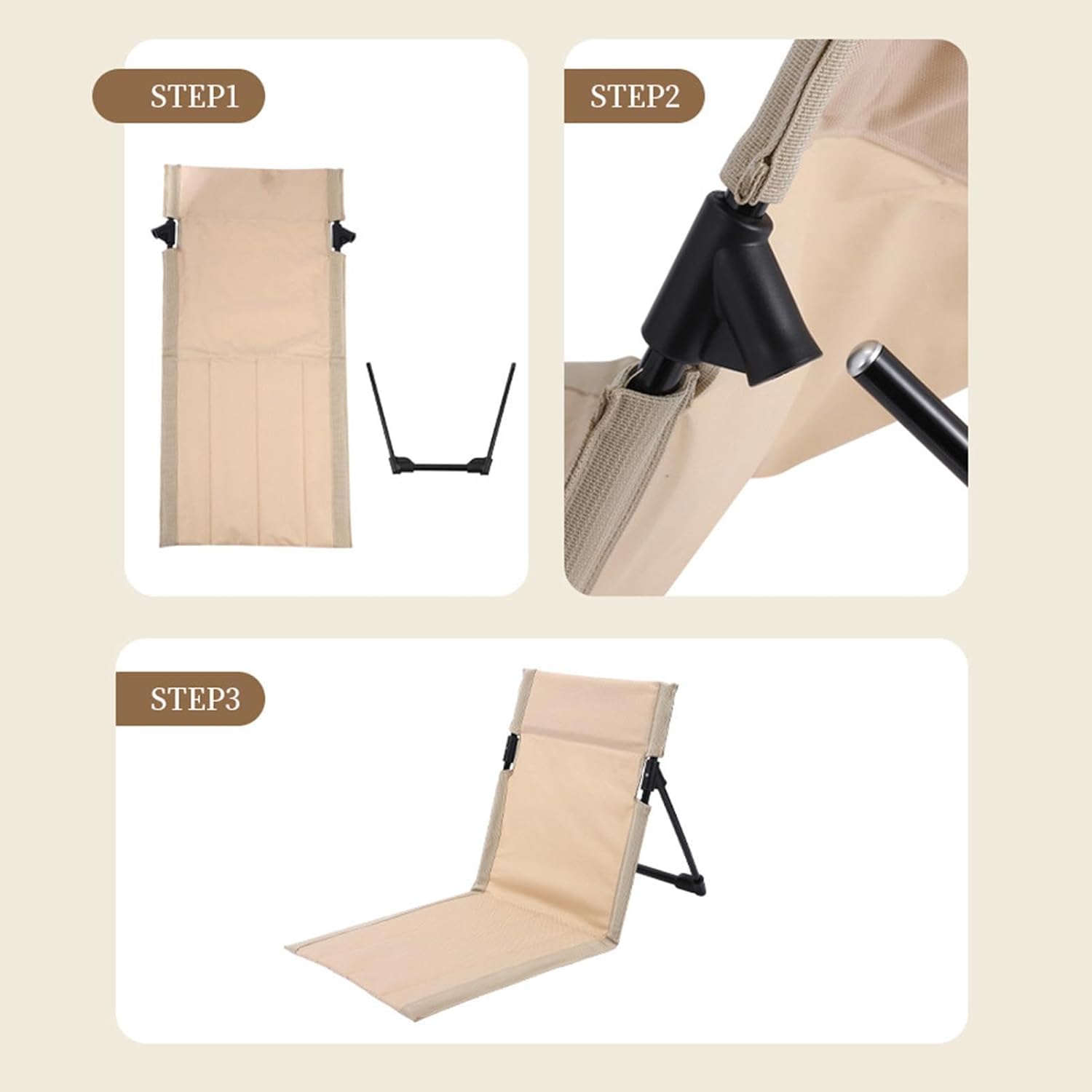 White Folding Beach Lounge Chair with Adjustable Backrest & Storage Bag Q255370