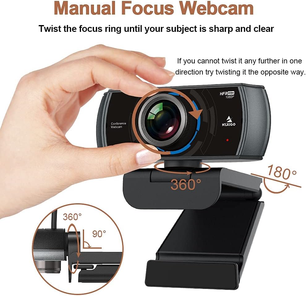 1080P 60FPS Webcam with Microphone and Dual Noise Reduction Mics Q2050